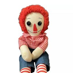 Vintage Handmade 19" Raggedy Andy Cloth Doll Button Eyes Collectible Doll