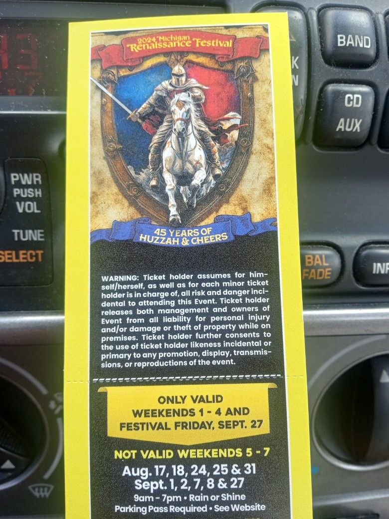 2024 Michigan Renaissance Festival $12.50