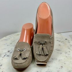 Sam Edelman Aggie Taupe Suede Tassel Loafers Womens 7.5 M Moc Toe Flats
