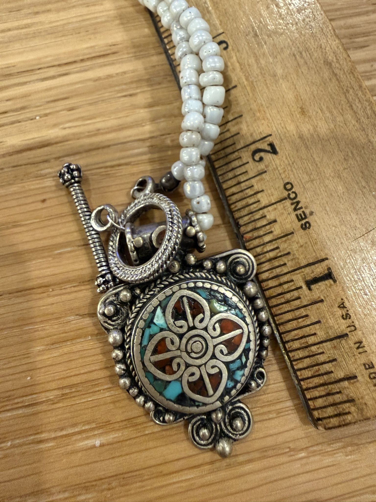 Antique Turquoise And Coral Necklace