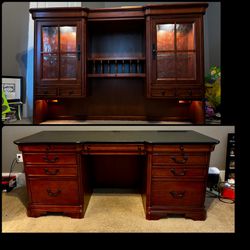 Solid Wood Desk And Hutch