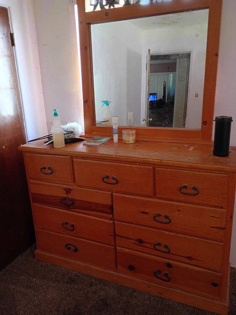 Oak Dresser With Mirror