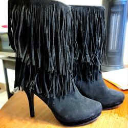 Women's Fringe Boots - Black