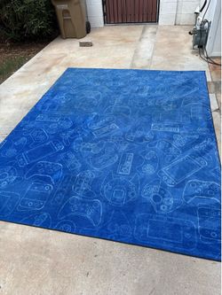 8x 10 Blue Low Profile Gamer Remote Area Rug