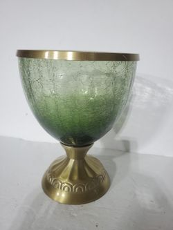 Peir 1 Brass And Green Crackle Glass Decorative Display Bowl