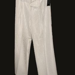 Brand New (Size 10) NYCC White Wide Leg Pants w/Silver Pinstripe 