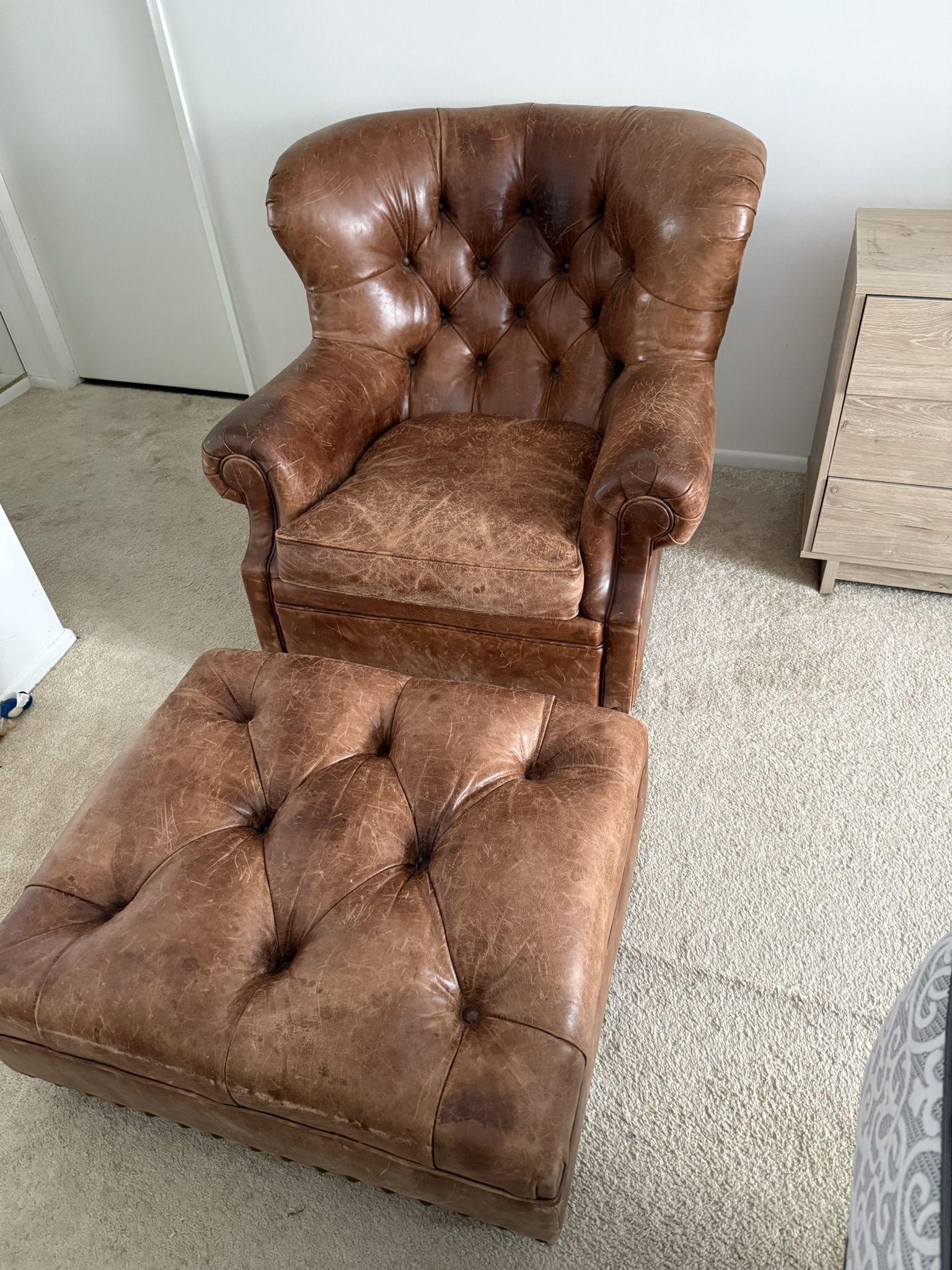 Ralph Lauren Leather Writer’s Chair & Ottoman
