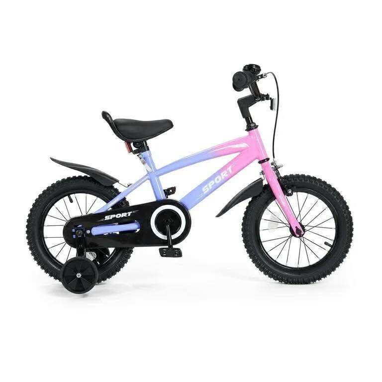 12 in Kid Bike for Boys and Girls Gradient Purple Bicycle with Training Wheels, Bell and Dual Brakes