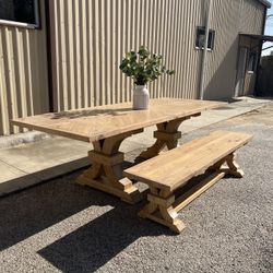 Custom  Dining Table Farm House Farmhouse Modern Rustic Set Bench Restoration Hardware Breakfast Oval Table Solid Wood Custom Handcrafted Counter Bar 