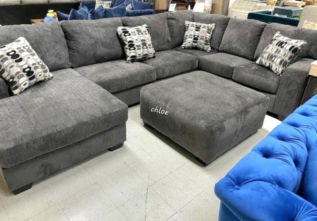
■ASK DISCOUNT COUPON💫  sofa Couch Loveseat Living room set sleeper recliner daybed futon /bblinas Smoke Gray Raf Or Laf Sectional 