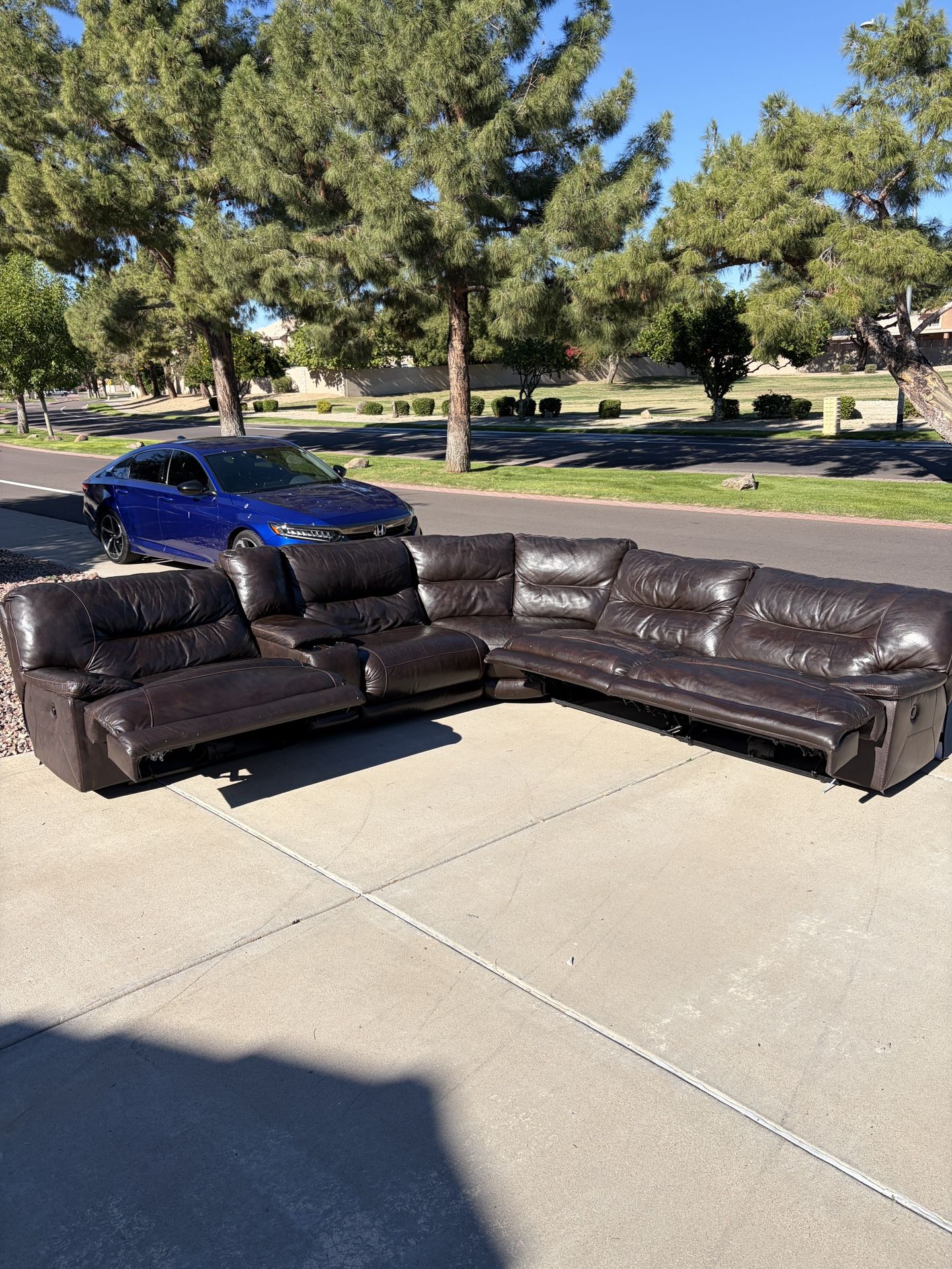 Leather Reclining Sectional Couch