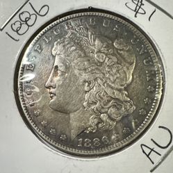 1886 Morgan Dollar 90% Silver TONED  AU++ Gorgeous!! 