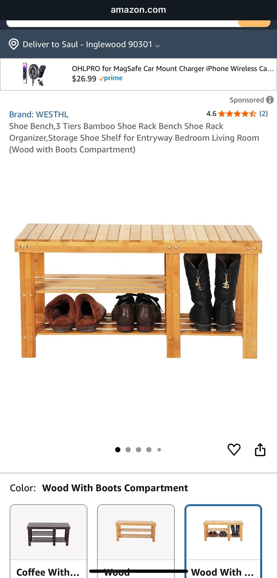 Bamboo Shoe Rack & Bench