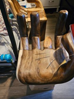 Hand-Carved Wooden Hand Chair