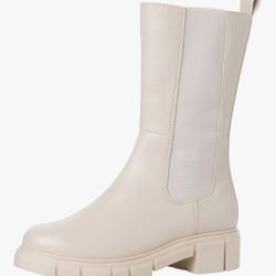 Women's Cream Chelsea Boots