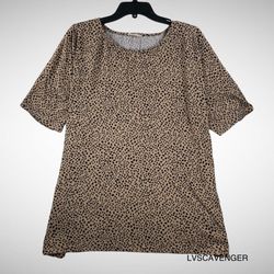 Reb In J Womens Black & Tan Polka Dot Dolman Style T-Shirt Size XL!  Shipping Only!
