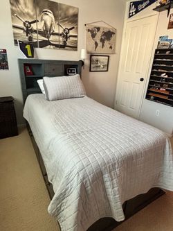 Twin Captain's Bed with Bookcase Headboard and Storage