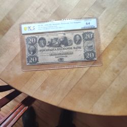 1800's graded 20$ bank Note Sealed Like New pcgs Civil War