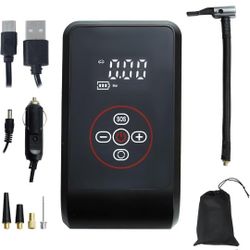 Cordless Tire Inflator with Auto Shutoff, Portable air Compressor with LED Light, and Digital Pressure Gauge for Car, Motorcycle, Bike, and Balls for 