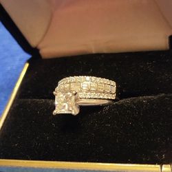 Diamond Engagement Ring & Custom Band 3 Carats T-W Gorgeous 