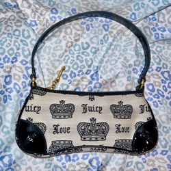 Vintage Black Grey Juicy Couture Handbag Purse Clutch Bag Crown Mini Bag Y2K