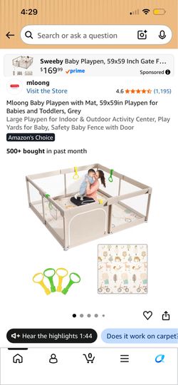 Toddler playpen with mat