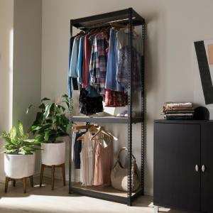 Baxton Studio 3 tier shelf and hanger closet organizer