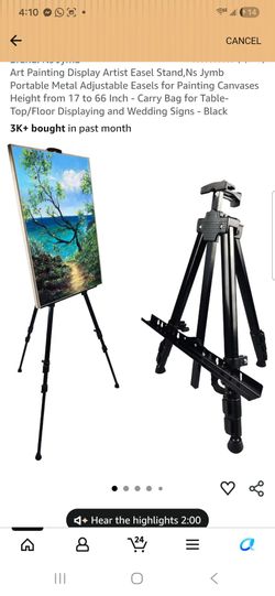 Art Painting Display Artist Easel Stand,Ns Jymb Portable Metal Adjustable Easels for Painting Canvases Height from 17 to 66 Inch - Carry Bag for Table