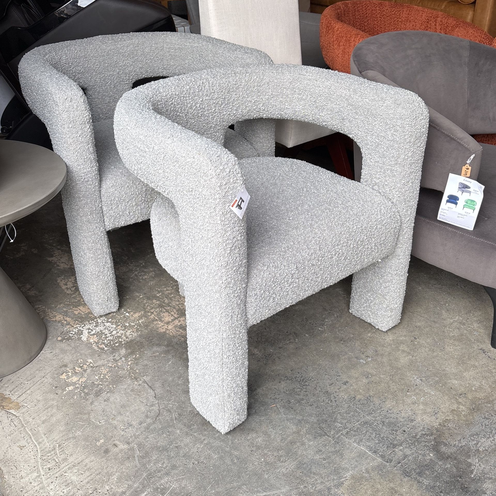 Modern Accent Chair Gray Boucle New 24x29x29”H 2 Available Home / Office Delivery $249 Each