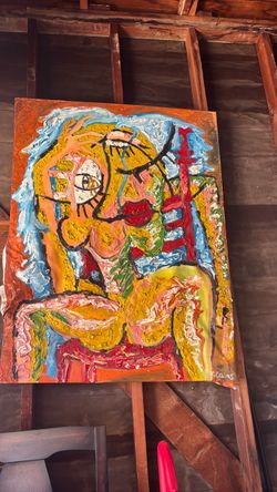 Original Abstract Figurative Oil Painting Signed