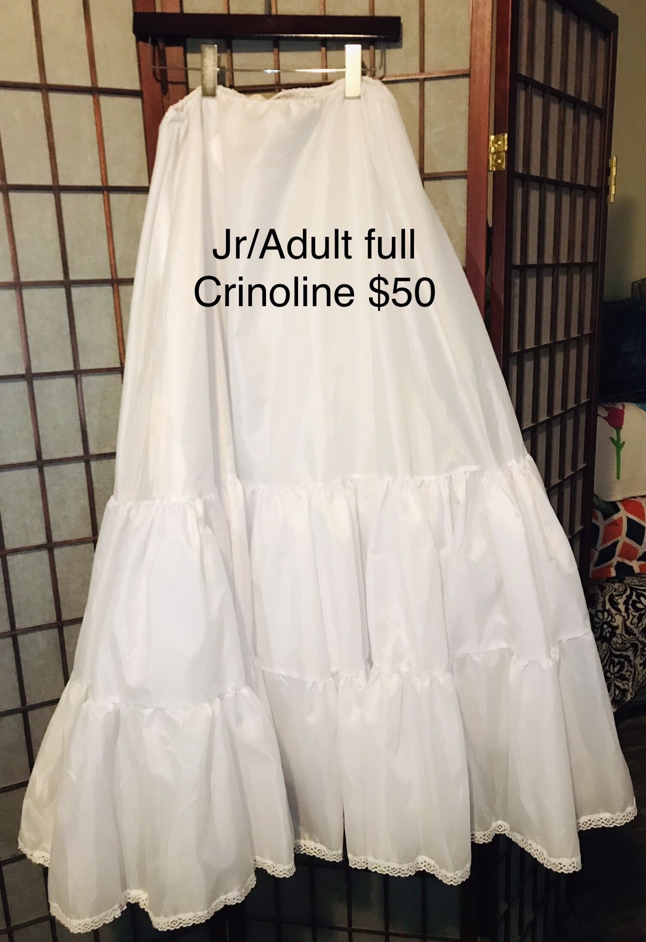 Adult/ Jr White Crinoline With Adjustable Drawstring In Back! Like New