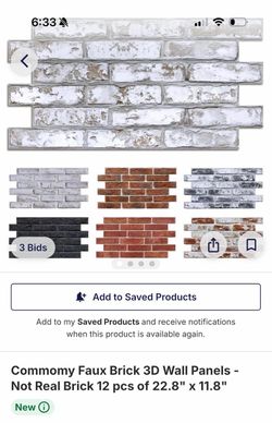 Commomy Faux Brick 3D Wall Panels 12-Pack
