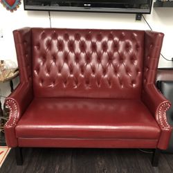 Tufted Leather Love Seat 