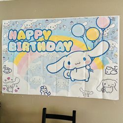 Cinnamaroll hello kitty & friends Birthday backdrop $5