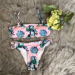 Bikini Women pink Floral Bathing Suit Swimwear