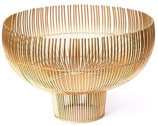 NEW Decorative Metal Wire Bowl Basket Gold Finish 12” W x  7.5” T
