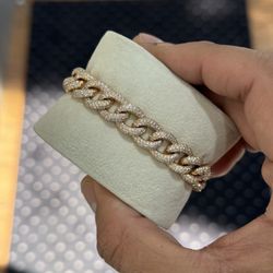 Rose gold Cuban link bracelet iced out 