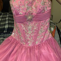 Fuchsia And Gold Quince Dress 