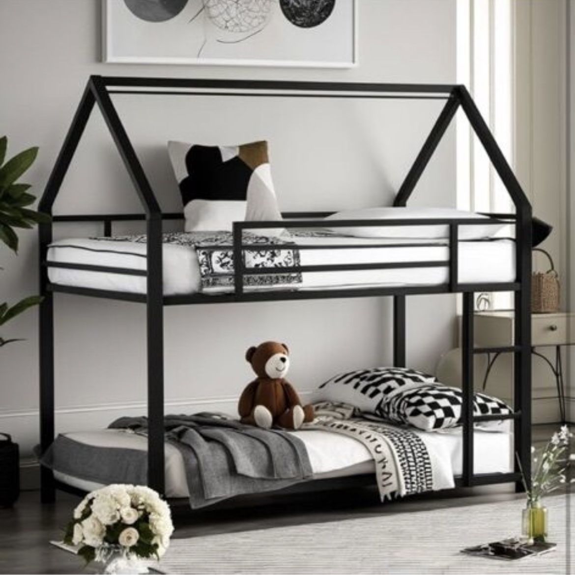 Twin Over Twin Metal Floor Bunk Bed