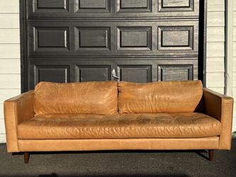 Article Sven Mid-Century Leather Sofa, Tan, 7' Tufted, $295 OBO