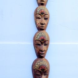 VTG Indonesian  MCM/ Totem Mask ( Hand Carved In Oak Wood)