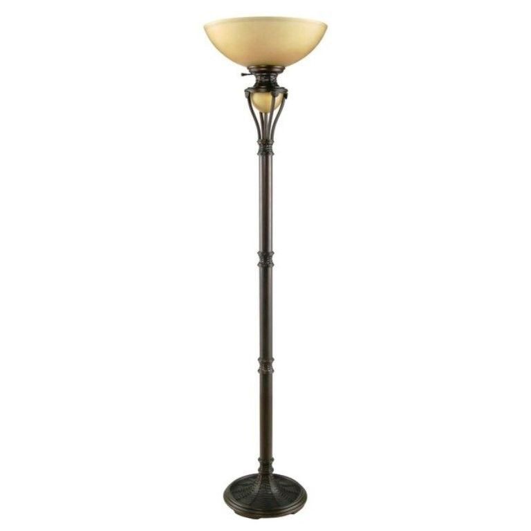 Portfolio 72.5-in Aged Bronze Torchiere Floor Lamp