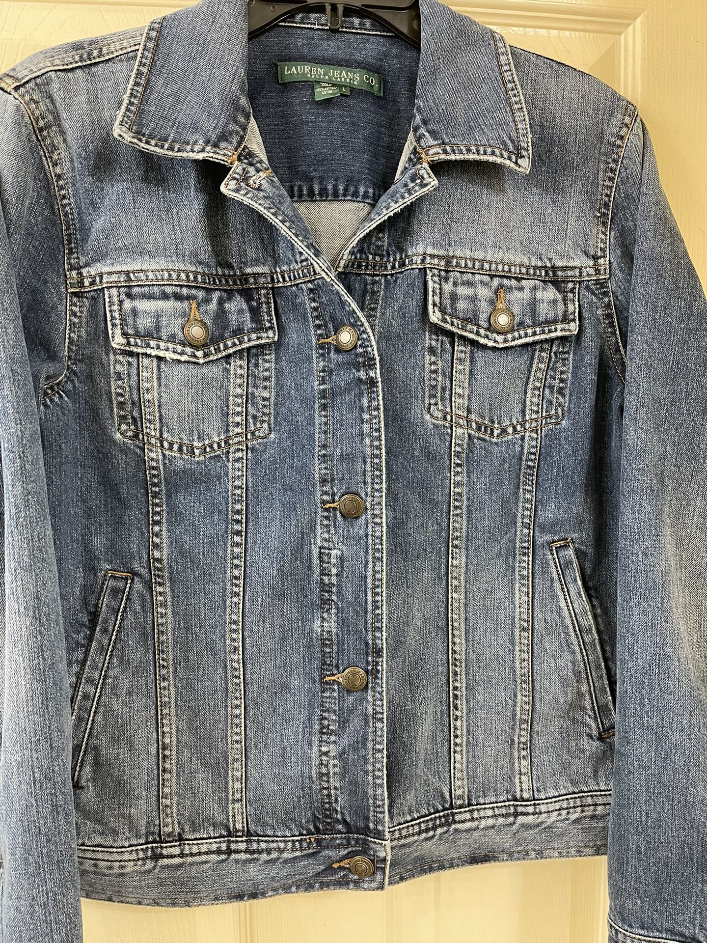 Vintage RALPH LAUREN Polo Jeans Co Women’s Sz L Trucker Jacket 100%Cotton