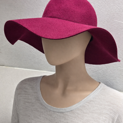 Dark Raspberry Wool Wide Brim Floppy Hat Elegant Classic Style