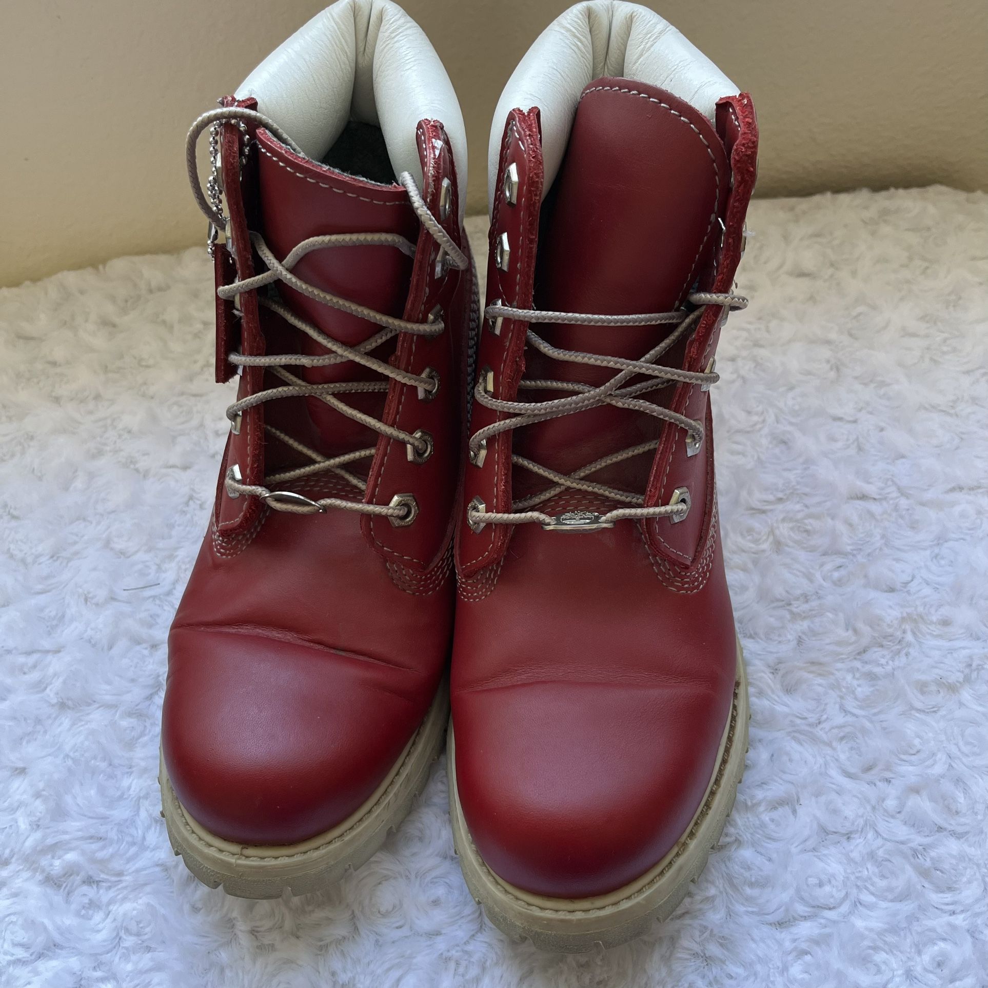 Timberland  High Top Lace Up #27334 Boots Red Waterproof Shoes Women’s Sz 7