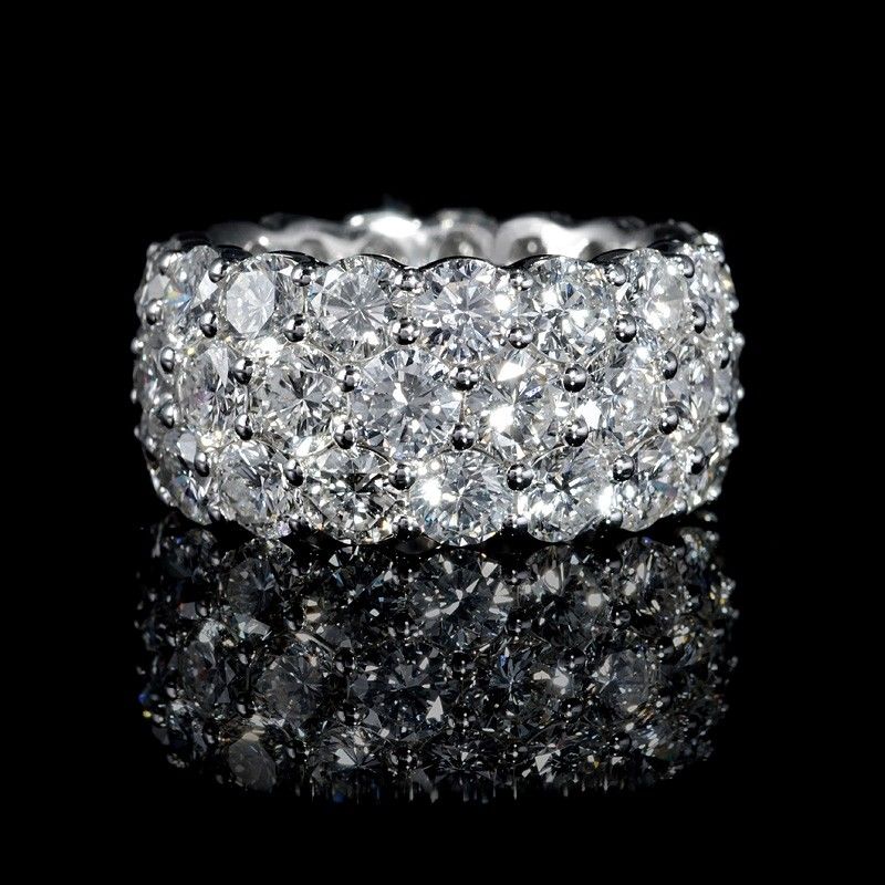 "925 Silver Plated Party Big Oval Gems Three Layer Promise Eternity Ring, L476
 
  