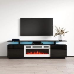 Meble Furniture Eva-KWH Modern 71" Electric Fireplace TV Stand with LED Lighting
