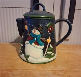 Yankees candle Christmas snowman metal teapot warmer
