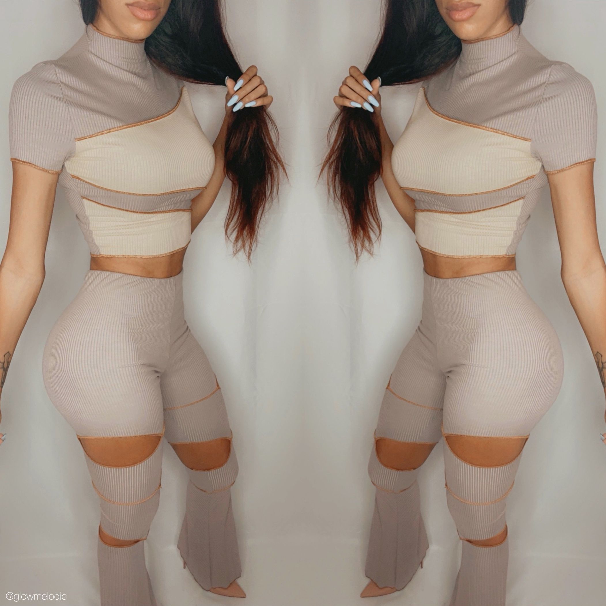 Almond Joy Pants Set (Mocha/Yellow)