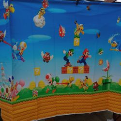 Super Mario Birthday Backdrop